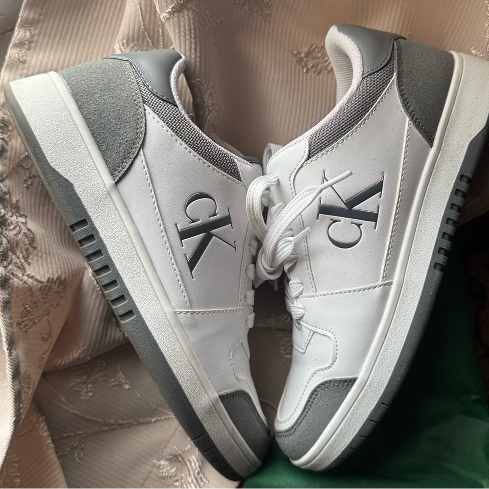 Calvin Klein women’s  White and Gray Sneakers size 8.5